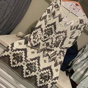 NWT White and Silver Sequin Express Dress Sz Large